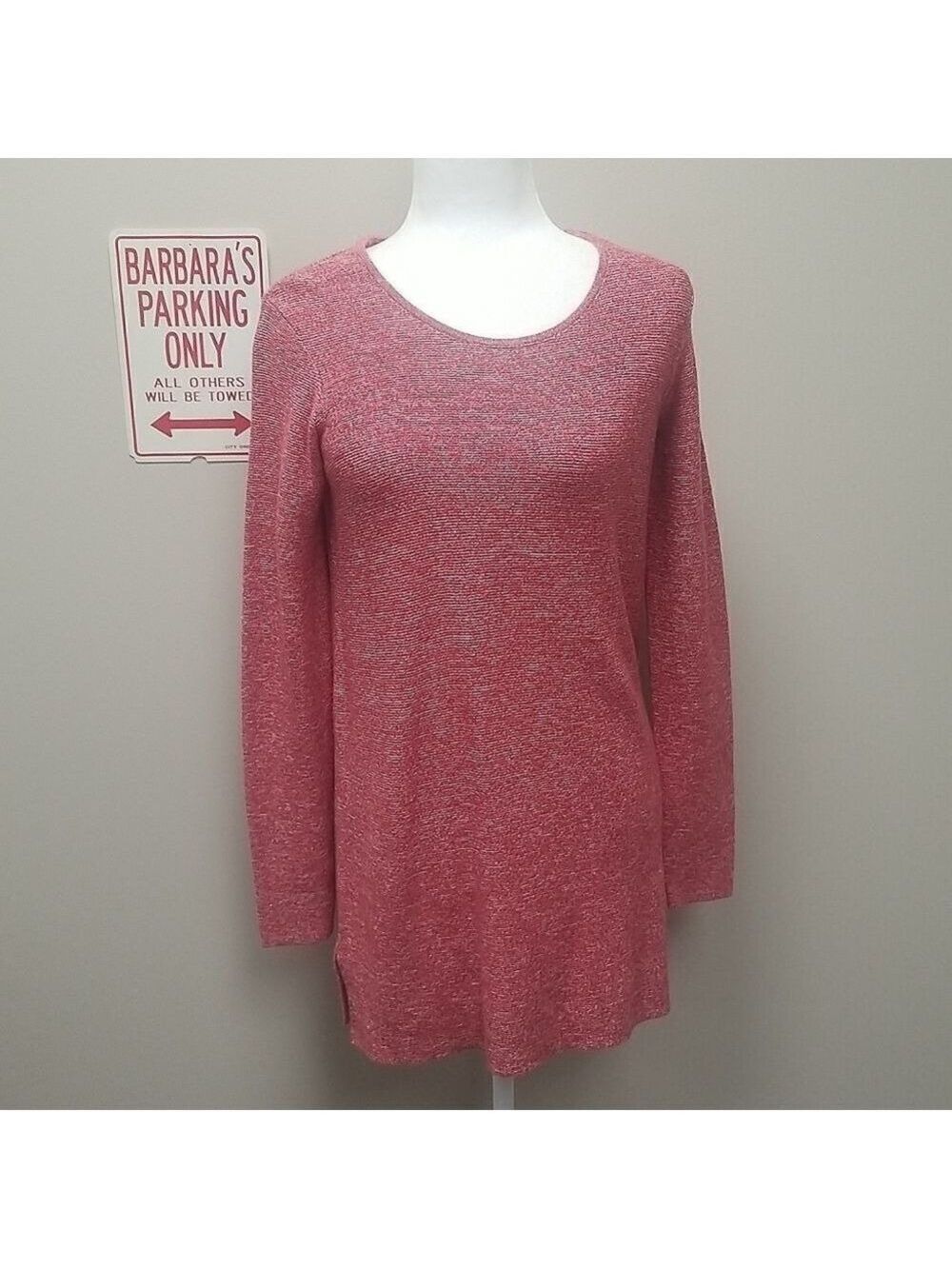 SAHALIE RED AND WHITE KNIT TUNIC.